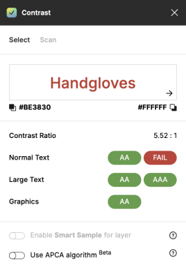 Figma plugin "Contrast" checking for accessibility