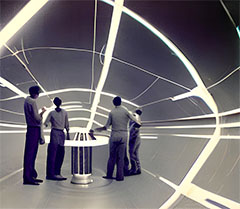 AI generated picture of 1950s scientists working on a warp drive